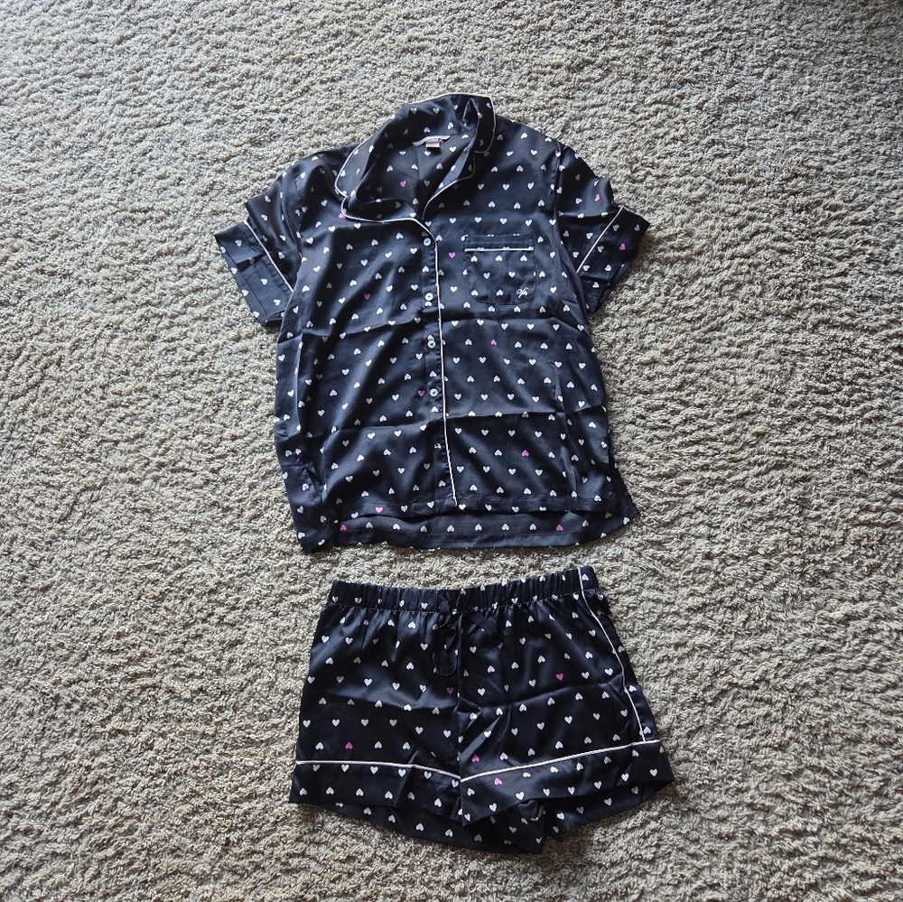 Victoria's Secret Black and White Heart Pajama Set